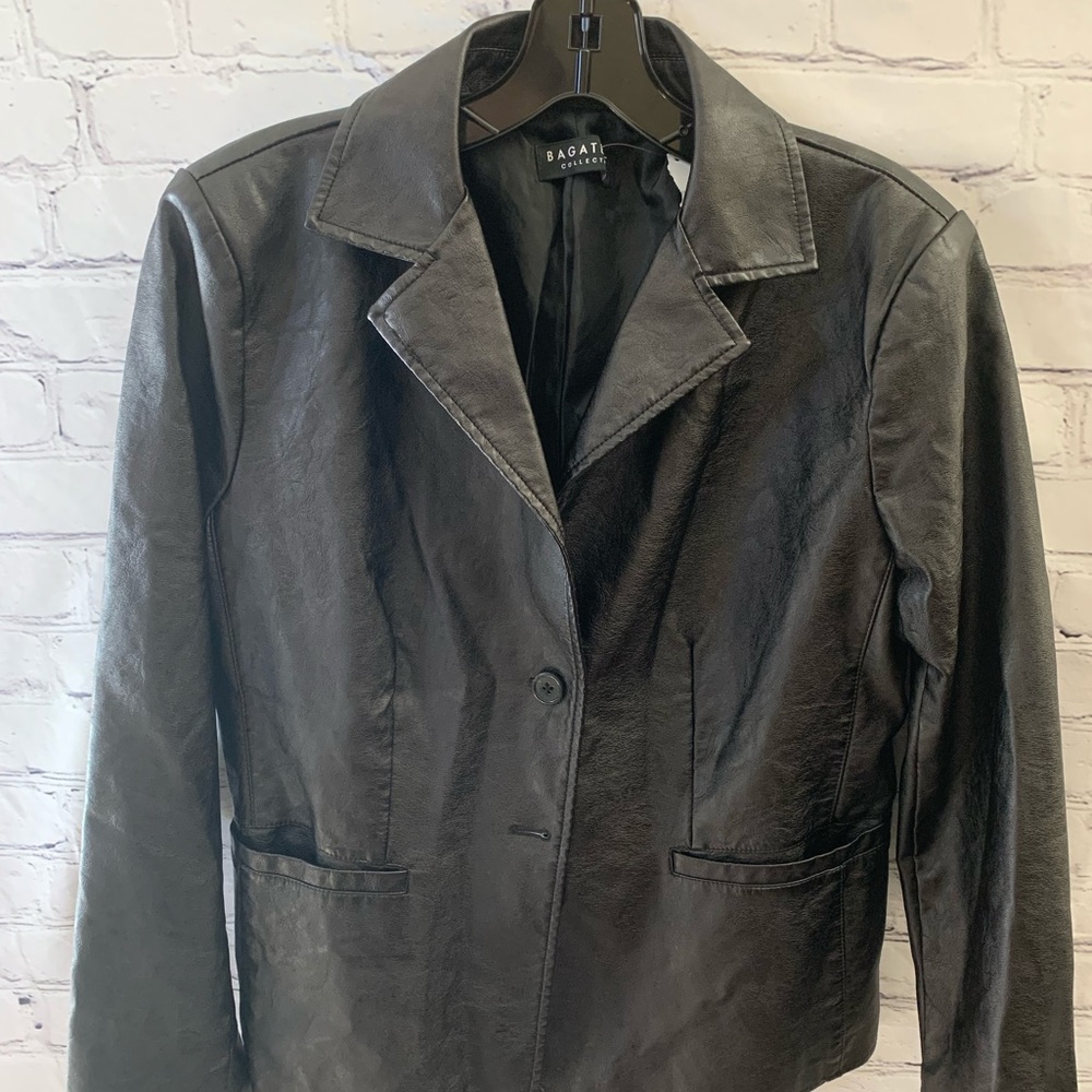 Bagatelle Faux Leather Blazer in Black size Medium